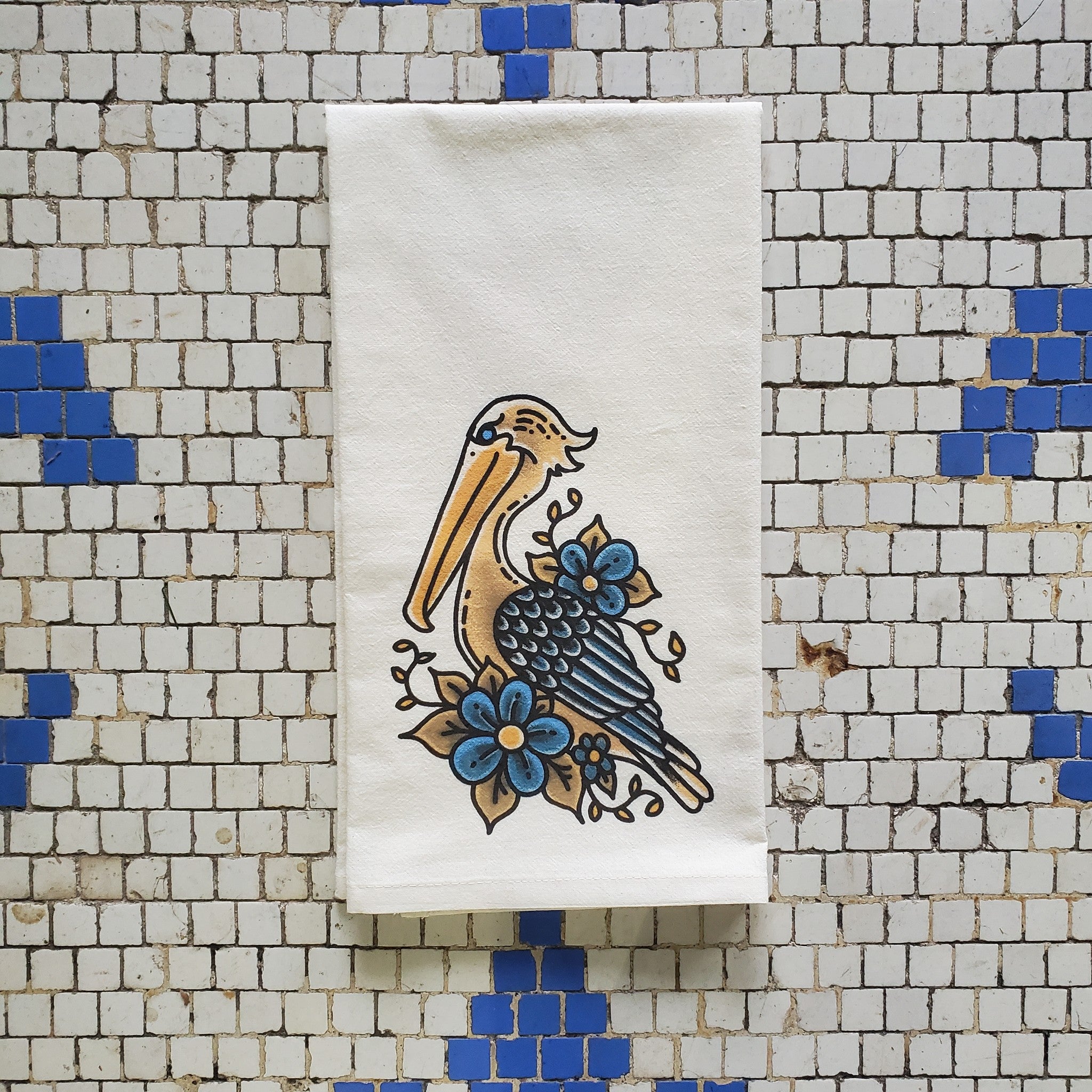 pelican-tattoo-tea-towel